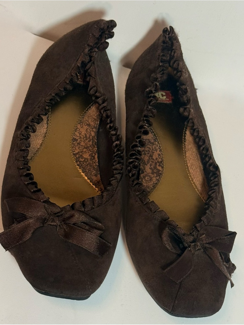 BC footwear brown suede Women’s Ballet Flats with Bow 8.5